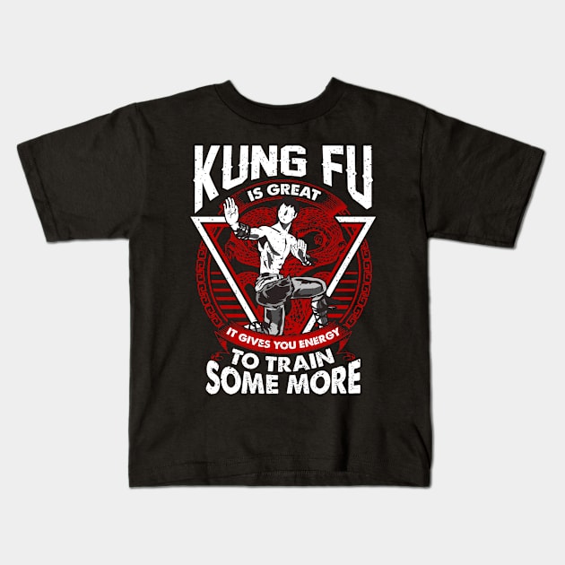 Kung Fu Fighting Energy Training Kids T-Shirt by PixelArt